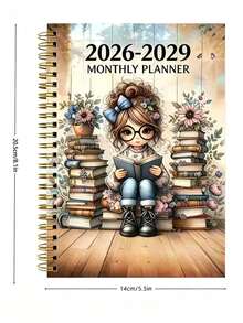 1本 2026-2029 月計畫年曆月計畫本 金色螺旋裝 A5 筆記本行程表 - 彩色 - 查看 8
