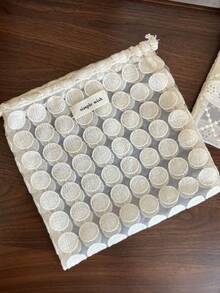 1個杏色復古蕾絲刺繡便攜抽繩小收納袋，旅行收納袋、旅行珠寶收納袋、化妝包、零錢包 - 彩色 - 查看 15