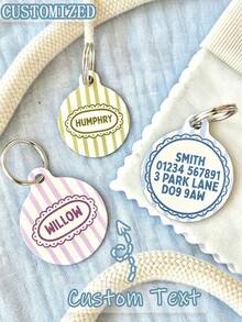 Macaron Color Striped Pet ID Tag, Cute Macaron Color Dog Name Tag, Customized Striped Cat ID Pendant - Multicolor - View 3