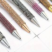 1-20pcs Exquisite Glitter Rhinestone Crystal Pens, Cute Diamond Pens, Bulk Colorful Metal Ballpoint Pens, Suitable For Women And Girls, Office Meetings, Birthday Celebrations And Wedding Gifts - Press the Diamond Pen - View 11