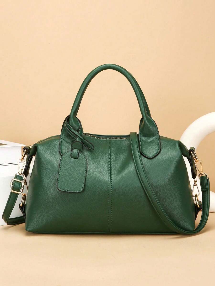 1 Piece Fashionable Women's Shoulder Bag, Suitable As A Mother's Day Gift, Minimalist And Casual Design, Shoulder And Crossbody Bag For Ladies, Bag For Middle-Aged Moms, Leather - 熒光色 - 查看 1