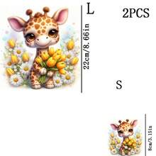 1/2/3pcs Cute Giraffe Pattern Heat Transfer Stickers DIY Iron-On Patch, Suitable For T-Shirts, Pillows, Backpacks, Etc. - Multi-Color Options, Durable, Washable, High Quality, Non-Fading - Multicolor - View 12