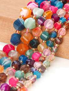 1 Strand Colorful Agate 6/8/10mm Natural Asymmetric Faceted Stone Beads For Jewelry Making DIY Crafts Women Charms Bracelet - Multicolor - View 1