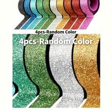 Glitter And Washi Tape Self-Adhesive Shiny Decorative Tape, Multi-Color Glossy Craft Tape For Party Gift Wrapping, Scrapbooking DIY - Multicolor - View 11