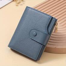 Elegant Women's Genuine Leather Folding Wallet, With A Large Capacity Design Including Credit Card Slots And A Bill Compartment. - 玫瑰金 - 查看 3