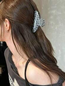1件醋酸纖維Y2K復古甜酷女孩細閃亮星油滴髮夾，時尚辣妹風半紮丸子頭髮夾，後腦勺用髮夾，分髮造型用，隨性髮飾，個性簡約百搭休閒街頭風下午茶髮夾 - 彩色 - 查看 3