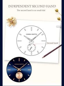 HANNAH MARTIN Exquisite Blue Women Watch Small Circular Second Hand,Fashion Waterproof Stainless Steel Mesh Strap Watch For Women,Suitable For Business&Dinner Wear - Round Small Seconds Hand Style - View 10