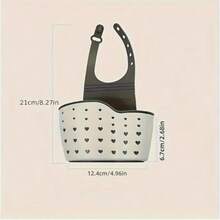 Kitchen Storage Rack | 1pc Thickened Kitchen Sink Sponge Holder - Sink Storage Box Silicone Storage Box, Hanging Multi-Functional Drainage Adjustable Strap, Used For Kitchen Sink Water-Absorbing Sponge Holder And Kitchen Bathroom Faucet Hanging Basket Storage - A - View 4