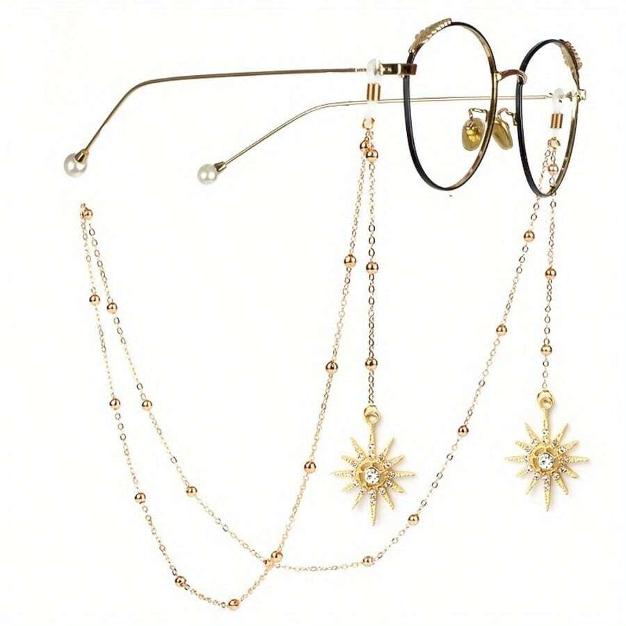 1 pieza Cadena colgante para gafas con colgante de cielo estrellado de strass - Antideslizante, diseño elegante, adecuado tanto para hombres como para mujeres - estilo regular - Ver 1