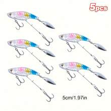 GOTURE 5pcs Long Tail Vibrating Lure, Laser Coating, Streamlined Design, Large Swing Action, 3 Hooks, Double Hook Configuration, Suitable For Sea Bass And Bass Fishing - Multicolor - View 9