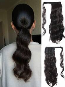 18-Inch Synthetic Long Curly Wavy Ponytail Wig With Hair Clips, Long Hair Tie, And Magic Drawstring, Suitable For All Women. - Multicolor - View 12