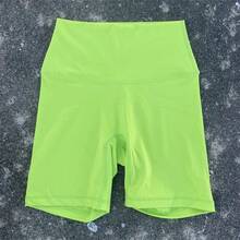 Solid Color Women's Fitness Sports High Waist Yoga Short Leg Cycling Full Body Workout Jog Squat Proof Inner Pocket - 綠色 - 查看 1