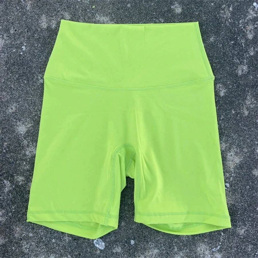 Solid Color Women's Fitness Sports High Waist Yoga Short Leg Cycling Full Body Workout Jog Squat Proof Inner Pocket - 綠色 - 查看 1
