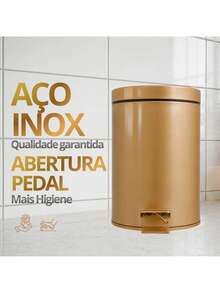 Lixeira Dourada Inox 5l  + Restaura Fácil Cinza Platina 200ml - Dourado - Visão 3