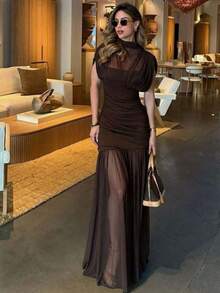 Women Midi Dresses - Marron - View 6