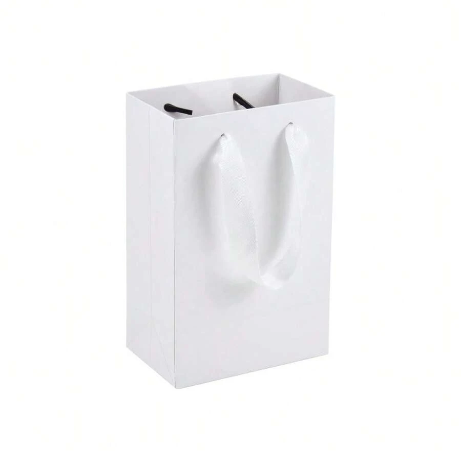 10 Stück/1 Stück weiße Papiertüten - kleine Geschenktüten mit Griffen, 7x4x9 Zoll, Einzelhandel und Party Geschenktüten, Hochzeitstüten - Weiß - Übersicht 1