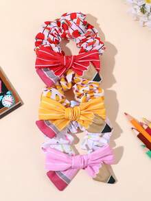 3 pezzi di scrunchie per capelli con stampa di matite, fascia elastica morbida alla moda per il primo giorno di scuola, accessori per capelli per ragazze, regalo per il ritorno a scuola - Multicolore - Visualizzare 2