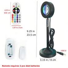Luz de Proyección de Atardecer, Luz de Atardecer RGB, Luz de Atmósfera Visual Romántica, Proyector LED con Enchufe USB y Control Remoto, Luz Nocturna de Suelo, Adecuada para Fotografía, Selfies, Atmósfera de Grabación en Vivo, Decoración de Sala de Estar y Dormitorio - Luz multicolor - Ver 7