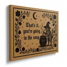 1pc Framed/Unframed Vintage Floral Witch Cat Country Gothic Canvas Poster, Humorous Spooky Halloween Kitchen Wall Art Decor, Dark Country Style, Suitable For Dorm, Living Room, Bedroom, Modern Home Decor - A - View 2