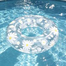 Cute Daisy Print Inflatable Swim Ring, Thickened Summer Pool Beach Float, Adult Size - Multicolor - View 6