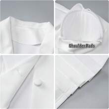 Vestido Blazer Mini Elegante para Mujer con Cuello en V Profundo, Manga Larga, Botones y Pliegues - Burdeos - Ver 6