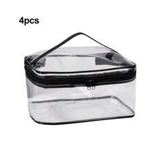 Transparent Makeup Bag With Zipper, Waterproof Toiletry Bag, Portable Cosmetic Storage Bag, Transparent Travel Organizer Bag, Toiletry Bag With Handle, Suitable For Bathroom, Travel, Vacation - Multicolor - View 10