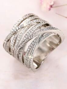 1pc Elegant Cubic Zirconia Ring, Suitable For Women To Wear, Suitable For Wedding, Engagement, Anniversary Party, Valentine's Day Gift - 1# - View 2