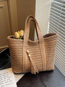 Bolso de Hombro/Axila para Mujer, Casual, Minimalista, Espacioso, Ligero y Versátil - Caqui 2 - Ver 2