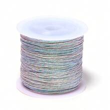 50m/Gulungan Tali Buatan Tangan Metalik 6 Untai Gradien Berkilau 0,4mm untuk Membuat Liontin Rumbai, Kalung, Gelang, Tali Kepang, Aksesoris Manik-manik DIY - garis-garis berwarna pelangi - View 22