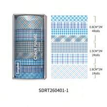 7rolls Vintage Grid Plaid Washi Tape Set, Grid Pattern Hand-Tearable Tape, For Journal Decoration, Gift Wrapping, Photo Album And Handmade DIY Crafts - Multicolor - View 8