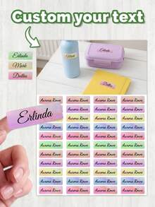 60pcs Customized Name Stickers With Holographic Waterproof Film For Stationery Notebooks Pens Water Bottles Folders, Multi-Purpose Labels, Teacher Gift - Multicolor - View 12