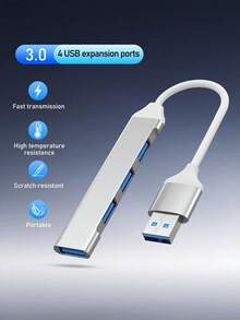 USB 3.0 扩展集线器，多端口分线器，笔记本电脑 USB 扩展坞，4 端口 USB 扩展，支持 U 盘、移动硬盘、键盘、鼠标和其他设备 - 彩色 - 查看 12