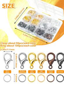 900pcs Lobster Clasp And Open Jump Ring Set - Gold Jewelry Clasps, Suitable For Necklaces, Bracelets, Keychains And DIY Jewelry Making - Multicolor - View 15