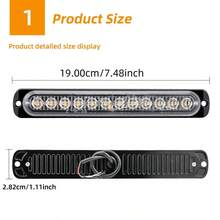 12 LED Truck Side Light Bars 12-24V Constant Bright Amber Yellow Indicator Lights Clear Lens Universal For Pickup Truck Trailer RV Van Lorry Offroad Lamps 2 Packs - 12 LED - View 2