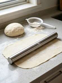 1pc Stainless Steel Rolling Pin, Non-Stick Dough, Suitable For Pizza And Pastry Making, Long Straight Design Suitable For Nuts And Cookies, To Clean And Space-Saving Kitchen Gadget, Minimalist Style, Practical Gift For Cooking Enthusiasts - View 1