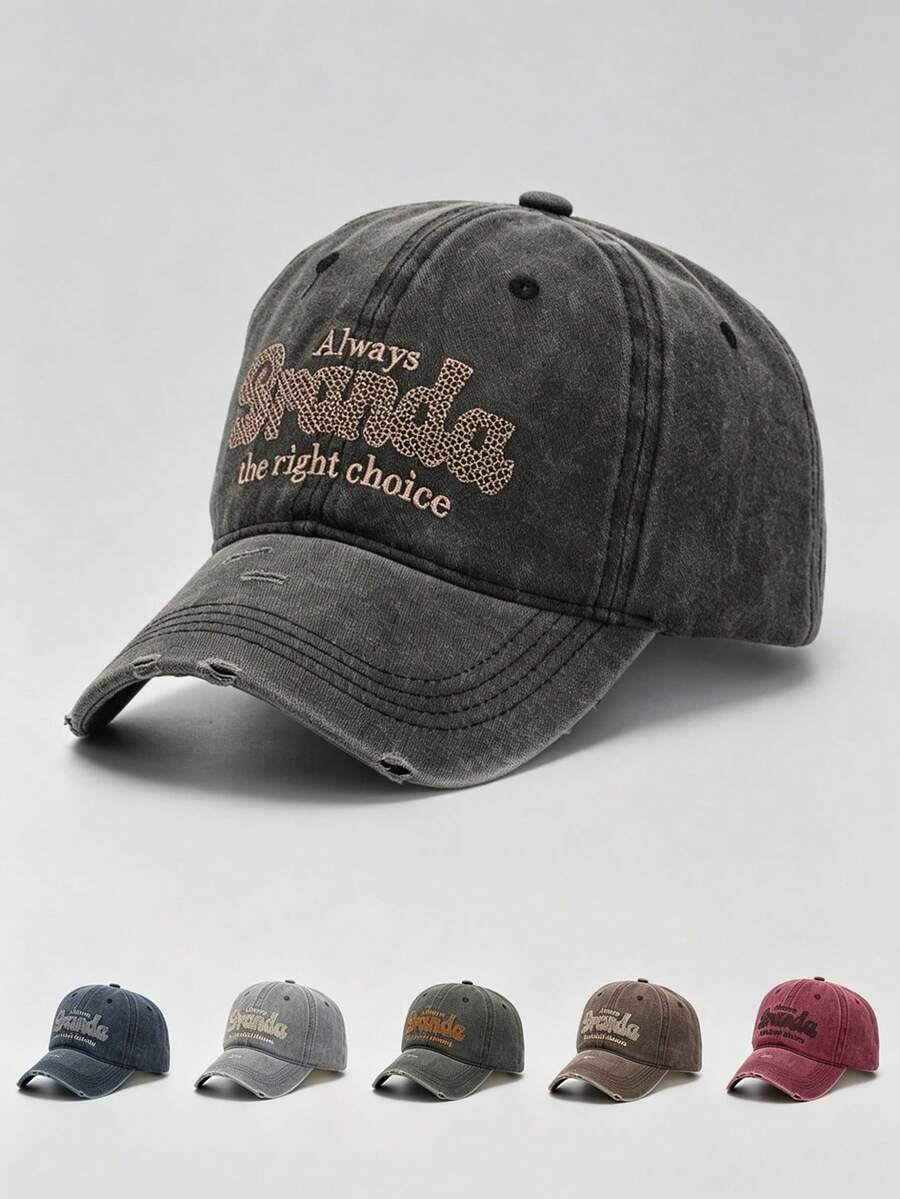 1 Pc Women's Letter-Embroidered Pre-Washed Baseball Cap Adjustable Design, Perfect For Hiking, Mountain Climbing, Travel, And Sun Protection