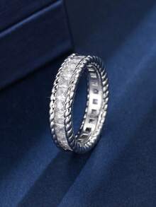 1 pieza Anillo versátil casual con banda retorcida e incrustaciones de circonita para mujeres, joyería elegante y versátil para uso diario, streetwear y desplazamientos, simple y discreto - anillo - Ver 22