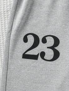 Autumn/Winter Casual Vacation Versatile Knit Letter & Bow Print Wide Leg Long Pants For Teen Girls - Grey - View 5