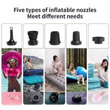 Portable Rechargeable Air Pump, 3-In-1 Inflator & Deflator Pump, LED Light, 5 Nozzles, USB Charging, ABS Material, Camping Essential - Many - View 6
