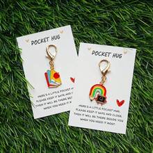 5pcs/10pcs Back To School Keychain Set, Includes Pocket Hug Cards, Back To School Season Keychain Gift Party Combo, Contains Thank You Cards, Blackboard, Colorful Markers, Palette, Backpack And Inspirational Charms, Perfect Gift For The First Day Of School - Multicolor - View 4