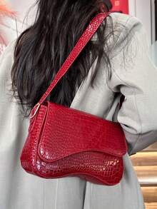 Solid Color PU Fashion New Underarm Bag Women's Shoulder Bag Versatile Fashion Bag - Red - View 4
