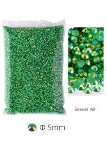 1 bolsa de strass redondos de resina color gelatina con base plana para decoración DIY de uñas y dijes de nail art - Verde - Ver 1