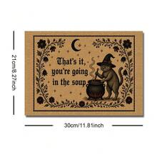 1pc Framed/Unframed Vintage Floral Witch Cat Country Gothic Canvas Poster, Humorous Spooky Halloween Kitchen Wall Art Decor, Dark Country Style, Suitable For Dorm, Living Room, Bedroom, Modern Home Decor - A - View 8