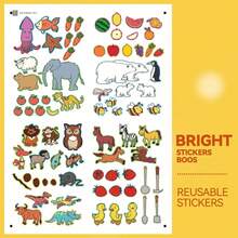 Colorful Sticker Activity Workbook With Animal, Fruit And Everyday Object Patterns, Easy-To-Peel Stickers, Suitable For Sorting And Comparison Games, Develops Focus And Observation Skills, Perfect For Home Or Travel Use Back To School - 亮色貼紙 - 查看 7