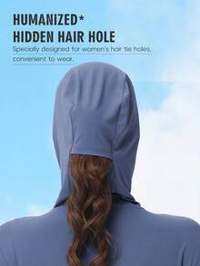 Hooded Zip-Up Jacket, Plus Size, European Style, New Spring/Summer Collection, Dark Colors, Lightweight And Breathable, Elastic Cuffs. Ideal For Outdoor Wear. - 藍色 - 查看 5