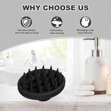 Silicone Scalp Massager, Scalp Scrubber For Hair Growth With Soft Bristles, Scalp Exfoliator Brush Dandruff Removal Shampoo Brush For Wet Dry Scalp Care (Black) - Black - View 6