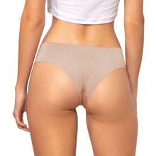 Calcinha Sem Costura Corte A Laser Tanga Confortável Não Marca - Kit 03 unid ( Preta e Bege)±GG - Visão 3