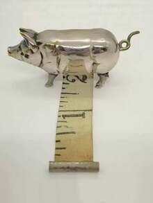 1Pc Antique-Style Pig Mini Tape Measure, Vintage Metal Pig Soft Tape Measure For Sewing And Crafts, Cute Pig Sewing Tape Measure - A - View 2