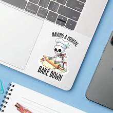 1PC Funny Spooky Baker Sticker, Skeleton Baking Humor Quote Vinyl Decal For Laptop Water Bottle Notebook, Waterproof Halloween Vibe Decal Sticker, Aesthetic Stationery Journaling Scrapbook Accessories Gift - S2337 - View 5