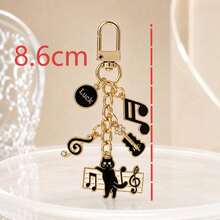 1pc Women's Cute Cartoon Music Note Cat Piano Alloy Oil Drip Pendant Music Keychain Creative Bag Charm,Purse Charms - Multicolor - View 5